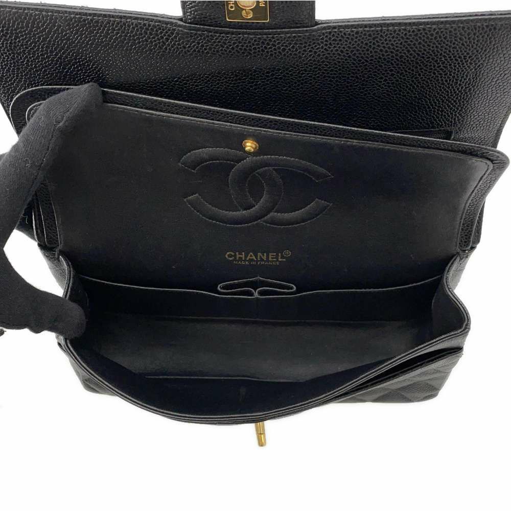 シャネル チェーンショルダーバッグ マトラッセ25 ココマーク キャビアスキン ダブルチェーン A01112 CHANEL 黒