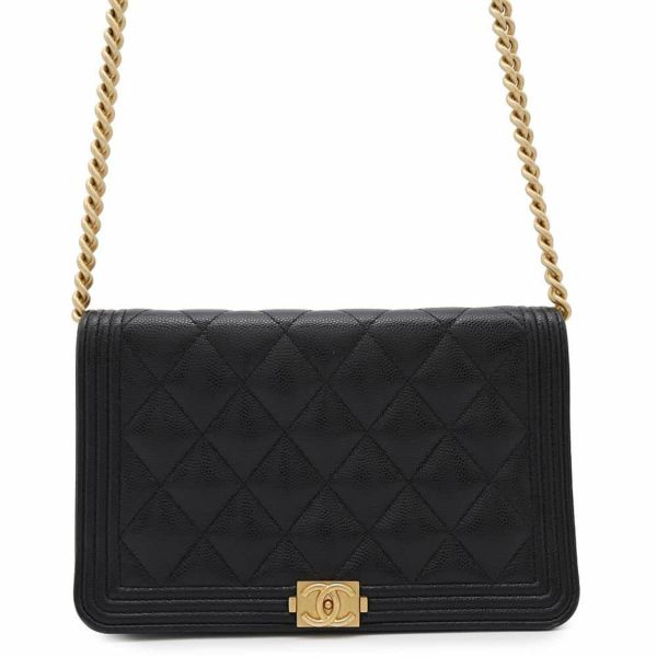 シャネル チェーンウォレット ボーイシャネル マトラッセ ココマーク キャビアスキン AP1117 CHANEL 黒
