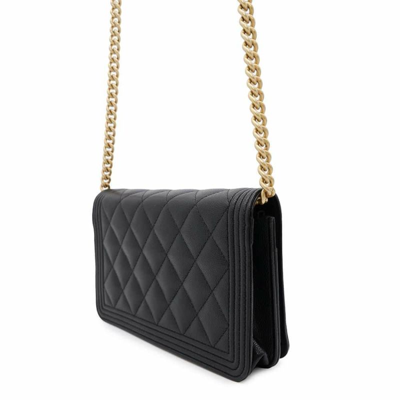 シャネル チェーンウォレット ボーイシャネル マトラッセ ココマーク キャビアスキン AP1117 CHANEL 黒