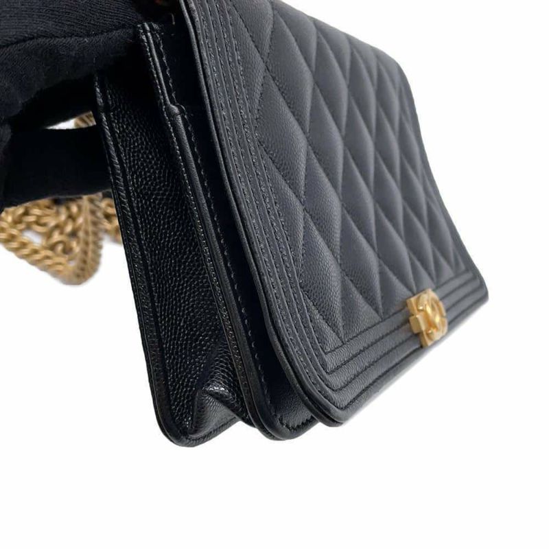 シャネル チェーンウォレット ボーイシャネル マトラッセ ココマーク キャビアスキン AP1117 CHANEL 黒