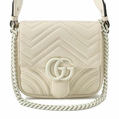 グッチ ショルダーバッグ GGマーモント レザー 739681 GUCCI 2way 白 安心保証