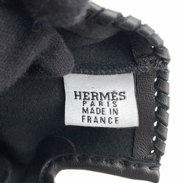 エルメス グローブ  ハート セリエボタン ステッチ ラムスキン サイズ75 HERMES 手袋 黒