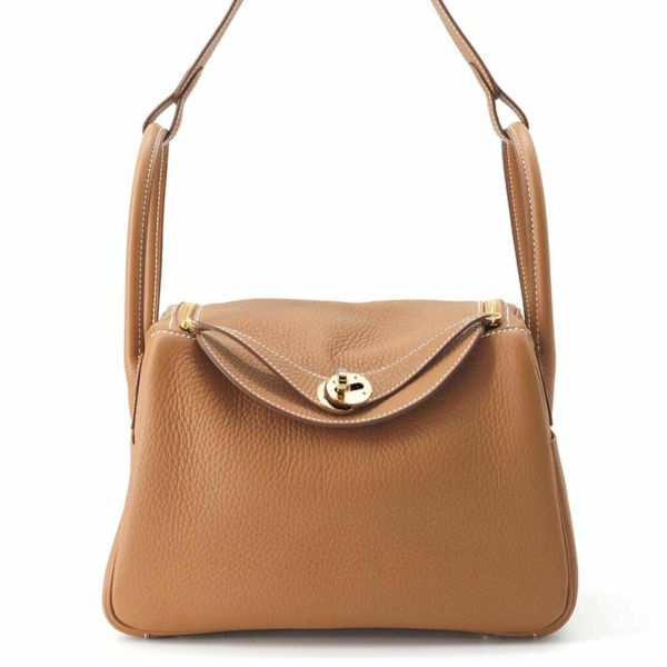 エルメス ハンドバッグ リンディ26 ゴールド/ゴールド金具 トリヨンクレマンス W刻印 2wayショルダー