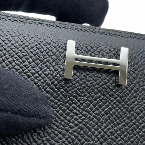 エルメス 二つ折り財布 ベアンコンパクト ブラック/シルバー金具 エプソン B刻印 黒