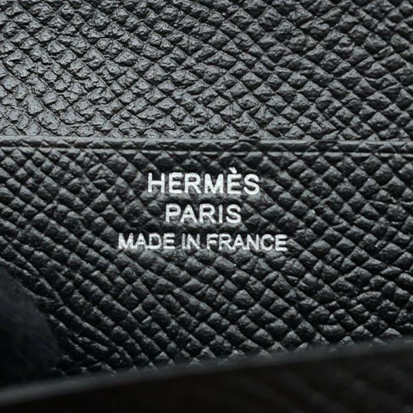 エルメス 二つ折り財布 ベアンコンパクト ブラック/シルバー金具 エプソン B刻印 黒