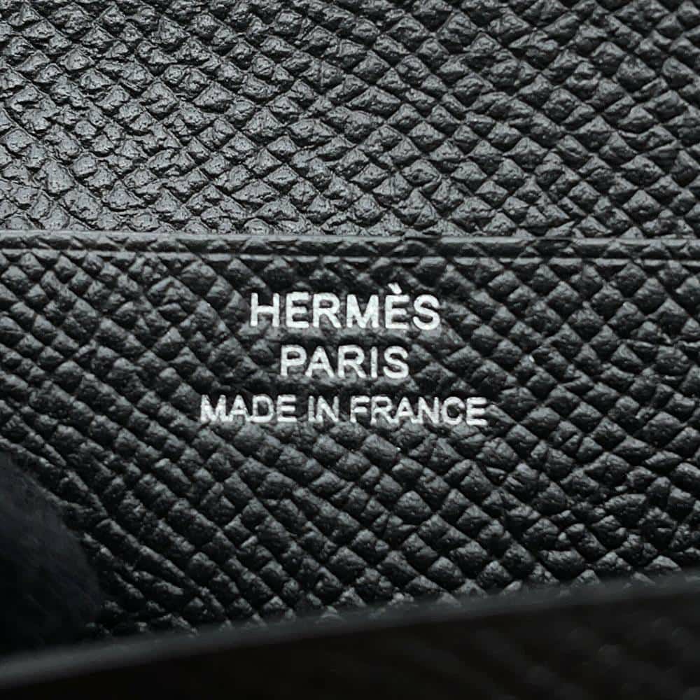 エルメス 二つ折り財布 ベアンコンパクト ブラック/シルバー金具 エプソン B刻印 黒