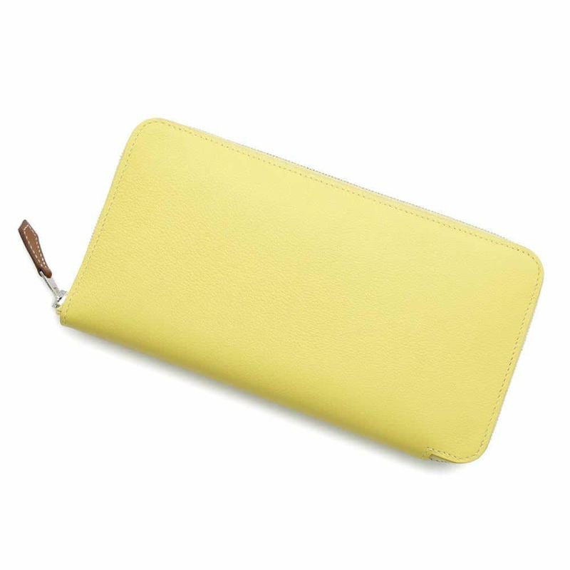 エルメス 長財布 アザップロング シルクイン ライム/シルバー金具 エバーカラー W刻印 HERMES 財布