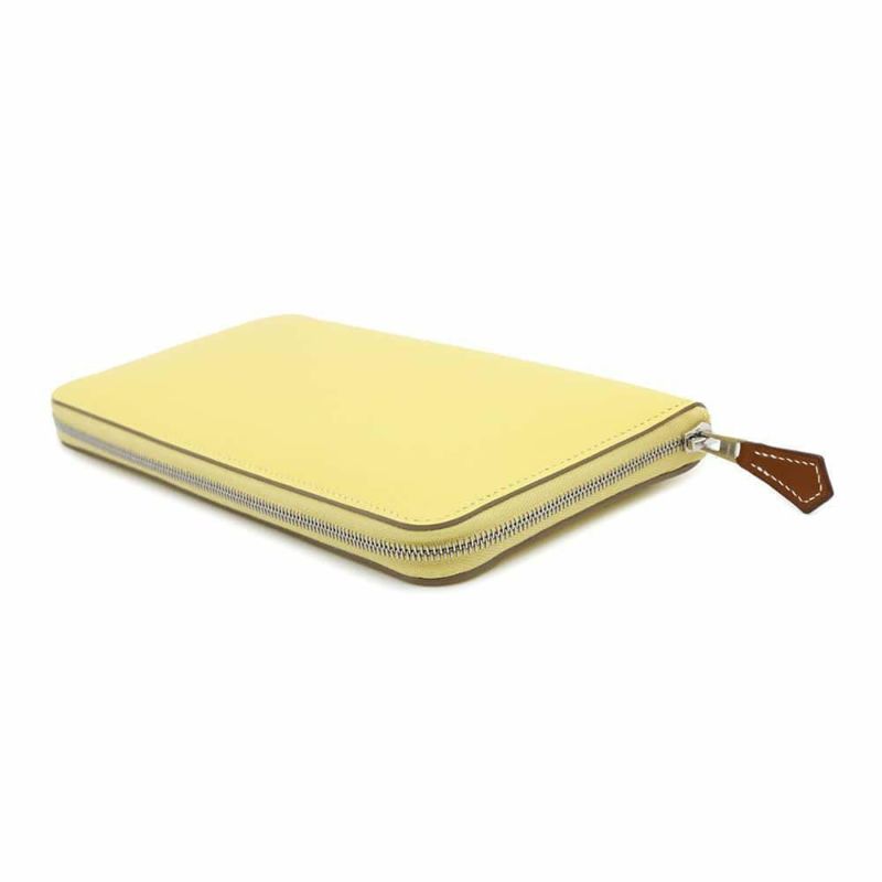 エルメス 長財布 アザップロング シルクイン ライム/シルバー金具 エバーカラー W刻印 HERMES 財布