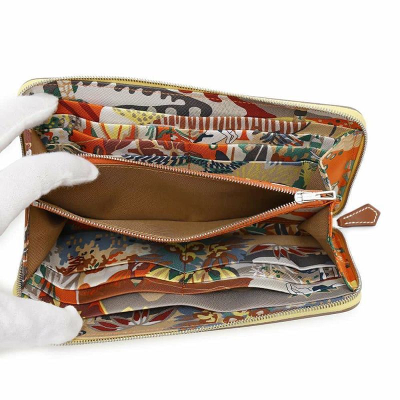 エルメス 長財布 アザップロング シルクイン ライム/シルバー金具 エバーカラー W刻印 HERMES 財布