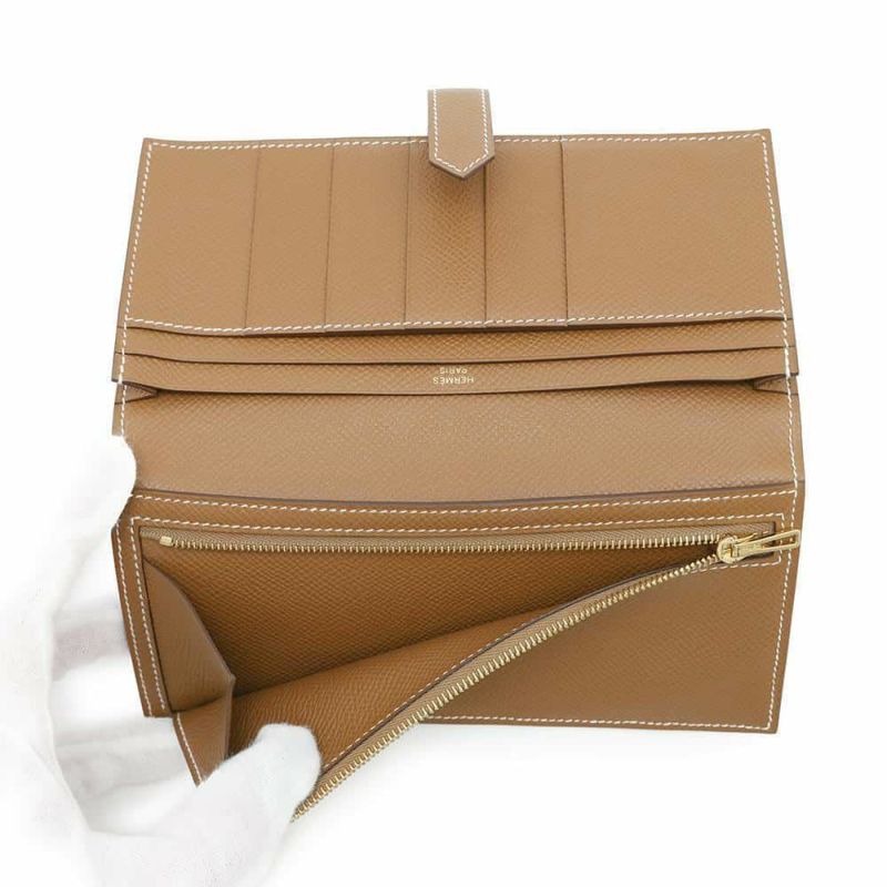 エルメス 長財布 ベアンスフレ ゴールド/ゴールド金具 エプソン B刻印 HERMES 財布