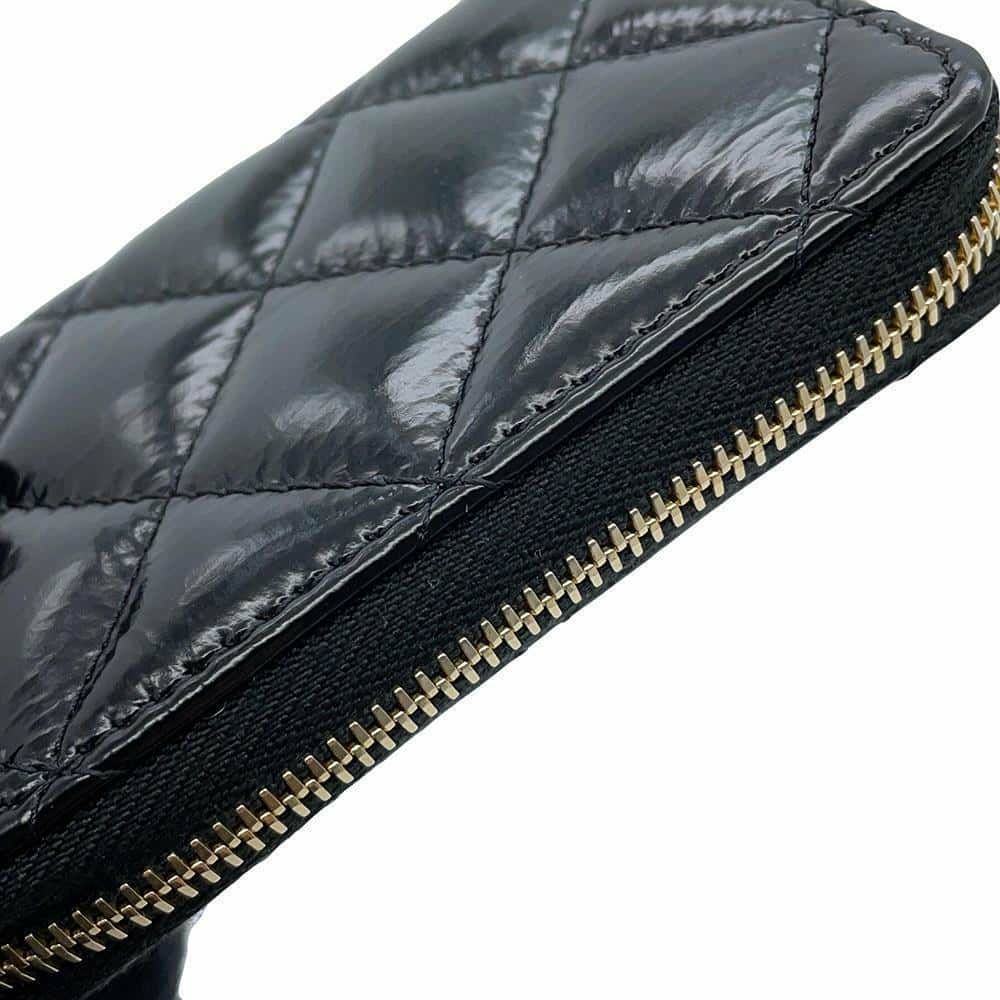 シャネル コインケース マトラッセ ココマーク ジップコインパース パテントカーフレザー AP4262 CHANEL 小銭入れ 黒