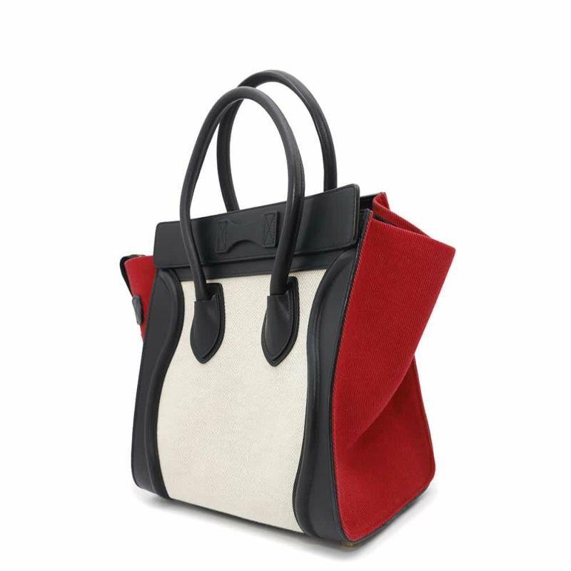 セリーヌ ハンドバッグ ラゲージショッパー マイクロ レザー キャンバス 167792 CELINE バッグ 黒