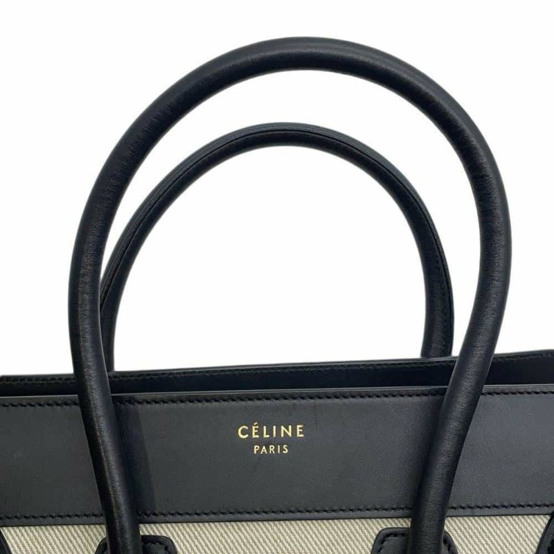 セリーヌ ハンドバッグ ラゲージショッパー マイクロ レザー キャンバス 167792 CELINE バッグ 黒