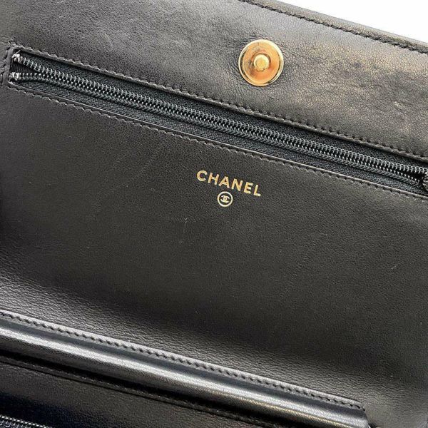 シャネル チェーンウォレット ココマーク パール ベルベット A84273 CHANEL フェイクパール 財布 黒