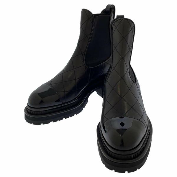シャネル ショートブーツ サイドゴア カーフレザー パCテント レディースサイズ36C G45087 CHANEL 靴 シューズ 黒