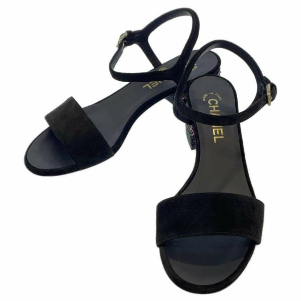 シャネル サンダル ストラップ CC ロゴ ビジュー レディースサイズ37 G45366 CHANEL 靴 黒