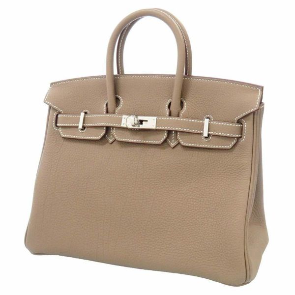 エルメス バーキン25 エトゥープ/シルバー金具 トゴ B刻印 HERMES Birkin ハンドバッグ