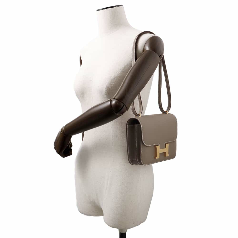 エルメス ショルダーバッグ ミニ コンスタンス3 ミロワール エトゥープ/ゴールド金具 エプソン W刻印 HERMES Constance