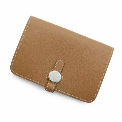 エルメス 二つ折り財布 ドゴン コンパクト ゴールド/シルバー金具 エバーカラー B刻印 HERMES 財布