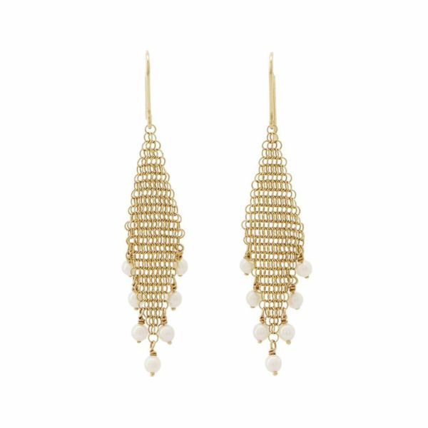 ティファニー ピアス エルサペレッティ メッシュ フリンジピアス K18YG パール 60145955 Tiffany&Co. ジュエリー