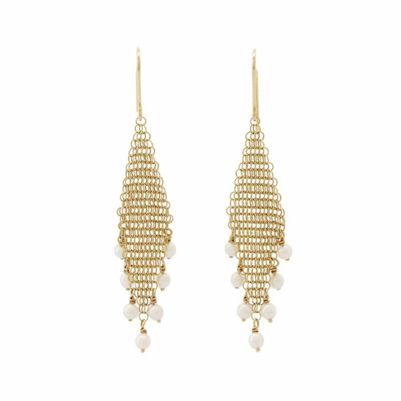 ティファニー ピアス エルサペレッティ メッシュ フリンジピアス K18YG パール 60145955 Tiffany&Co. ジュエリー
