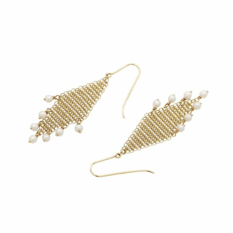 ティファニー ピアス エルサペレッティ メッシュ フリンジピアス K18YG パール 60145955 Tiffany&Co. ジュエリー