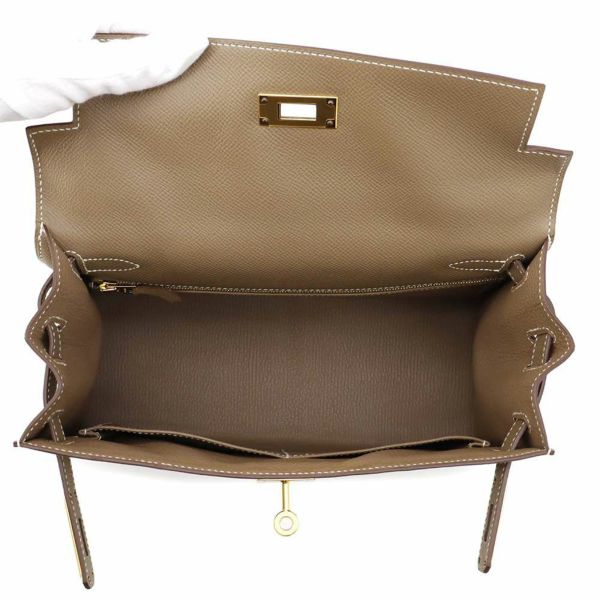 エルメス ハンドバッグ ケリー28 外縫い エトゥープ/ゴールド金具 エプソン Y刻印 HERMES Kelly 2wayバッグ
