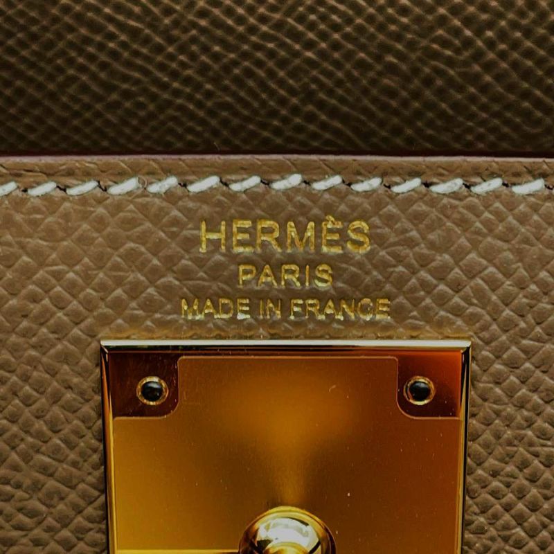 エルメス ハンドバッグ ケリー28 外縫い エトゥープ/ゴールド金具 エプソン Y刻印 HERMES Kelly 2wayバッグ