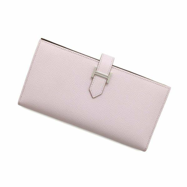 エルメス 長財布 ベアンスフレ ヴェルソ モーヴペール/ルージュセリエ/シルバー金具 エプソン W刻印
