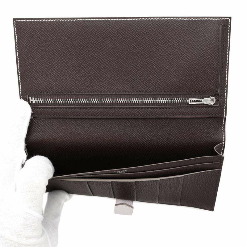 エルメス 長財布 ベアンスフレ ヴェルソ モーヴペール/ルージュセリエ/シルバー金具 エプソン W刻印