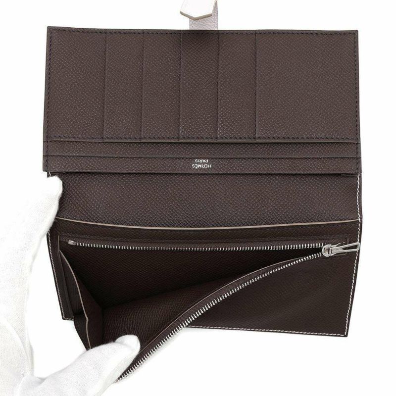 エルメス 長財布 ベアンスフレ ヴェルソ モーヴペール/ルージュセリエ/シルバー金具 エプソン W刻印