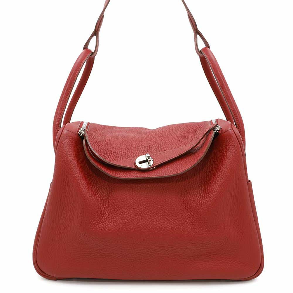 エルメス ハンドバッグ リンディ34 ルージュカザック/シルバー金具 トリヨンクレマンス □R刻印 2wayショルダー