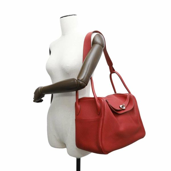 エルメス ハンドバッグ リンディ34 ルージュカザック/シルバー金具 トリヨンクレマンス □R刻印 2wayショルダー
