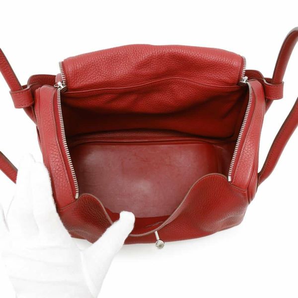 エルメス ハンドバッグ リンディ34 ルージュカザック/シルバー金具 トリヨンクレマンス □R刻印 2wayショルダー