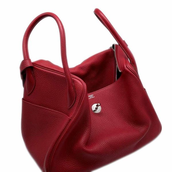 エルメス ハンドバッグ リンディ34 ルージュカザック/シルバー金具 トリヨンクレマンス □R刻印 2wayショルダー
