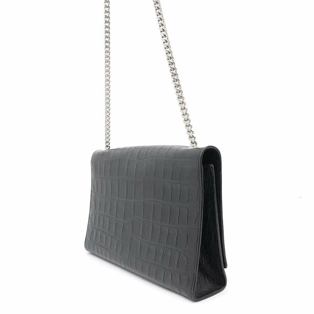 サンローランパリ チェーンショルダーバッグ クラシック ミディアム 型押しレザー 354119 SAINT LAURENT PARIS タッセル 黒