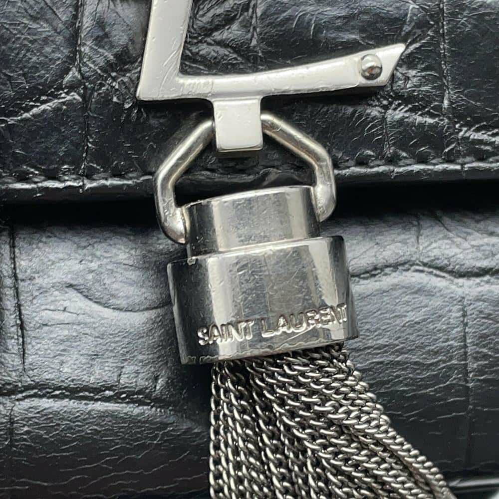 サンローランパリ チェーンショルダーバッグ クラシック ミディアム 型押しレザー 354119 SAINT LAURENT PARIS タッセル 黒