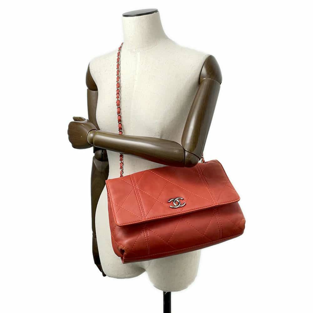 シャネル チェーンショルダーバッグ マトラッセ ココマーク ワイルドステッチ ダブルチェーン ラムスキン CHANEL