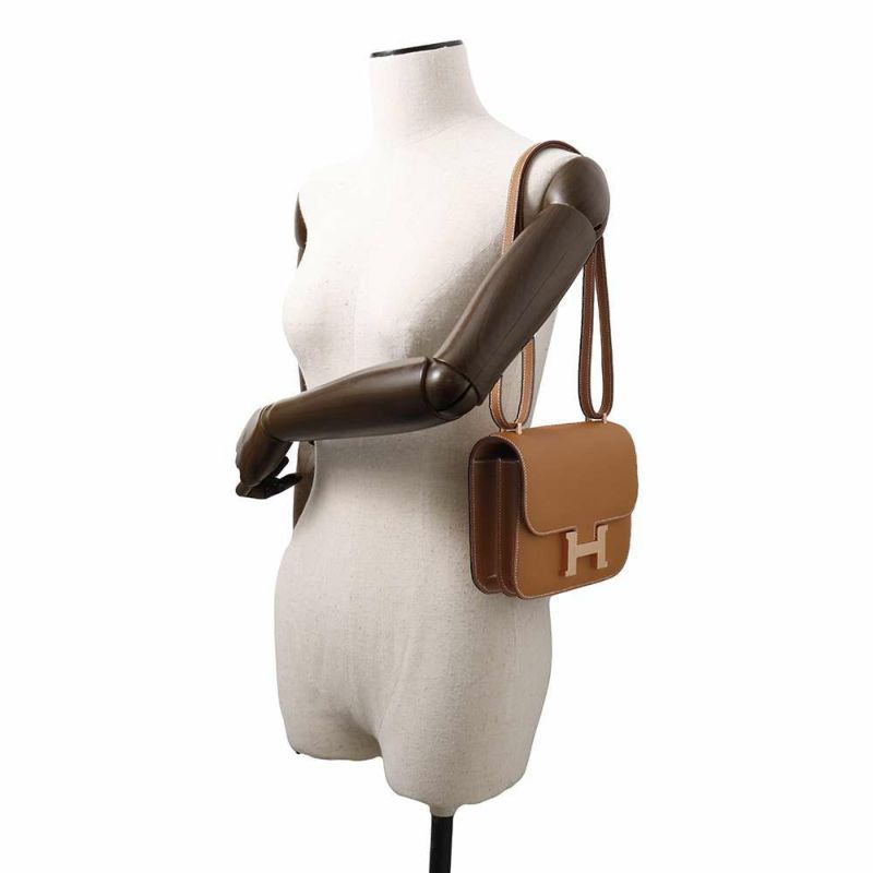 エルメス ショルダーバッグ ミニ コンスタンス3 ゴールド/ピンクゴールド金具 エプソン W刻印 HERMES Constance