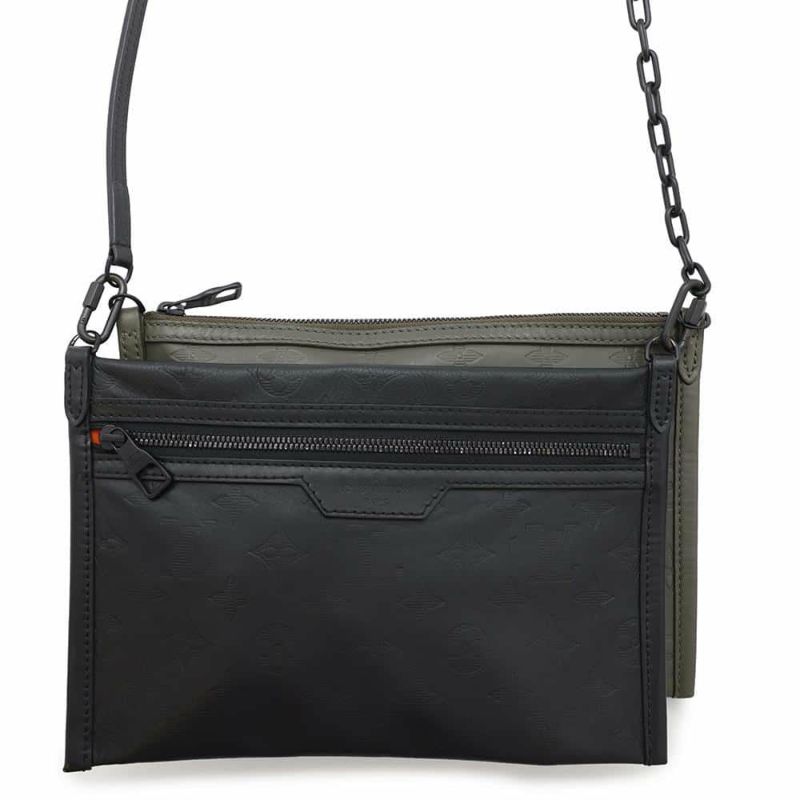 ルイヴィトン ショルダーバッグ モノグラム・シャドウ フラット・メッセンジャー M44635 LOUIS VUITTON ポーチ ブラック 黒