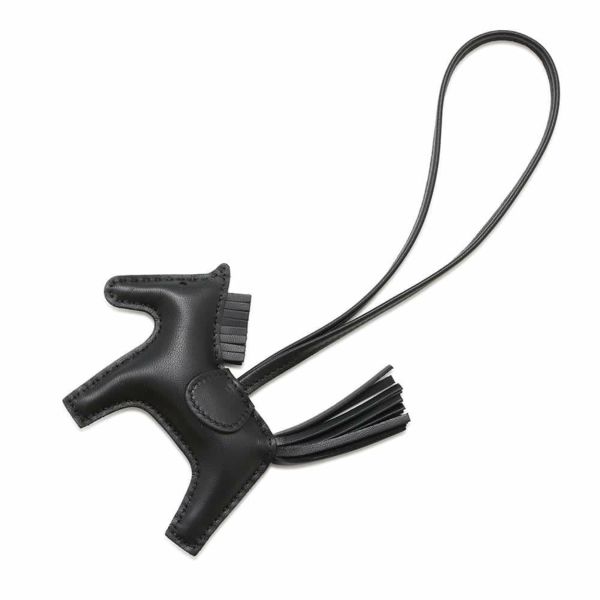 エルメス バッグチャーム ロデオ PM ブラック ラムスキン W刻印 HERMES 黒 ソーブラック