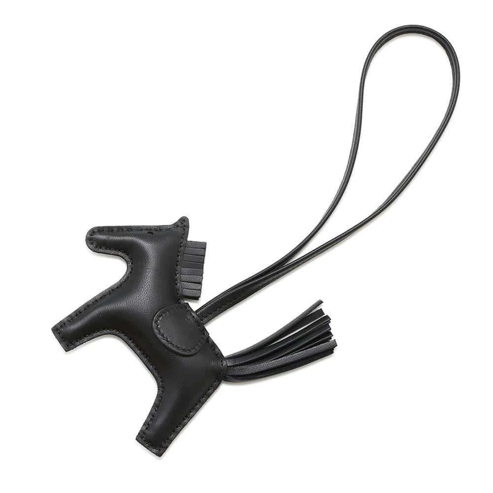 エルメス バッグチャーム ロデオ PM ブラック ラムスキン W刻印 HERMES 黒 ソーブラック