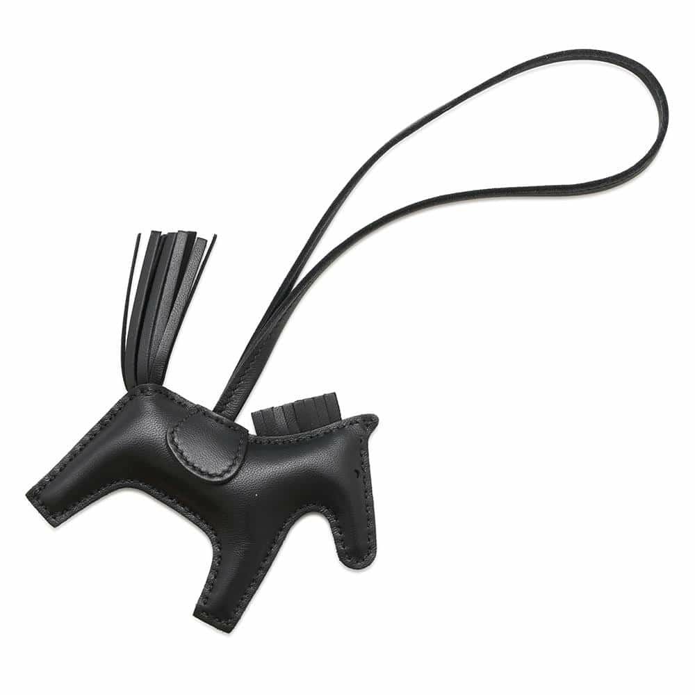 エルメス バッグチャーム ロデオ PM ブラック ラムスキン W刻印 HERMES 黒 ソーブラック