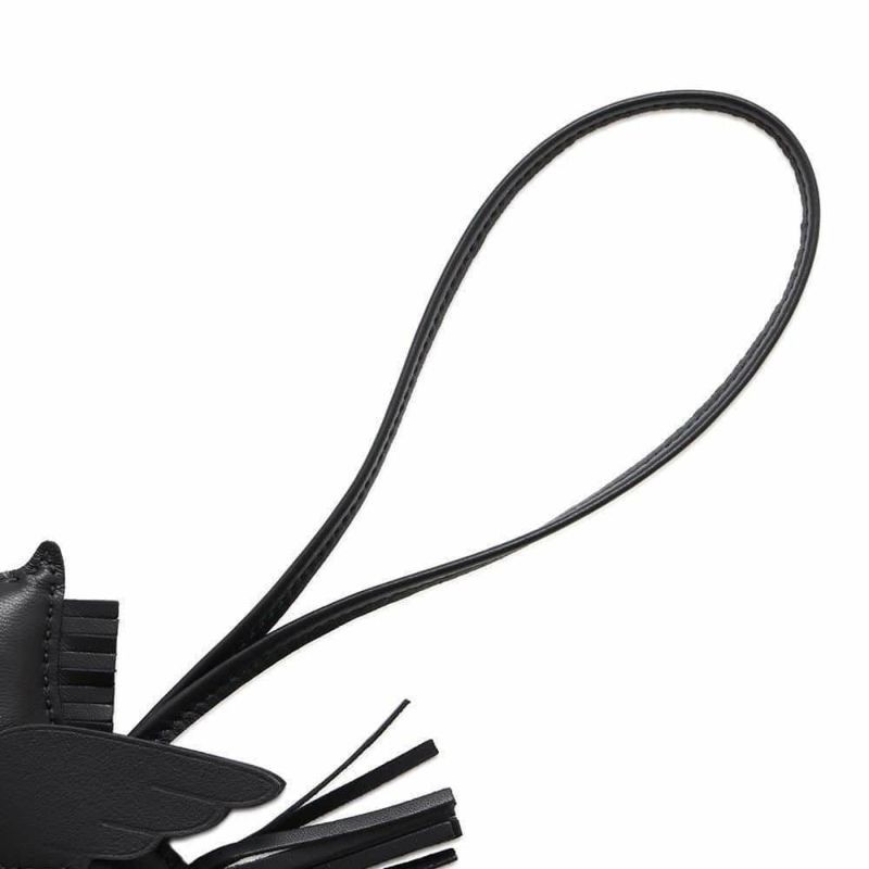 エルメス バッグチャーム ロデオPM ペガサス ブラック ラムスキン W刻印 黒