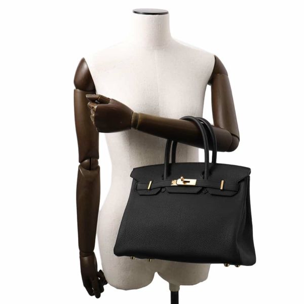 エルメス バーキン30 ブラック/ゴールド金具 トゴ W刻印 HERMES Birkin ハンドバッグ 黒
