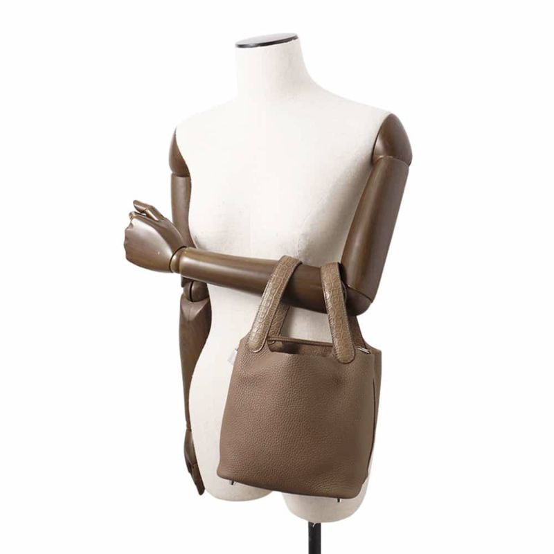 エルメス ピコタンロックPM タッチ エトゥープ/シルバー金具 トリヨンクレマンス/アリゲーターマット Z刻印