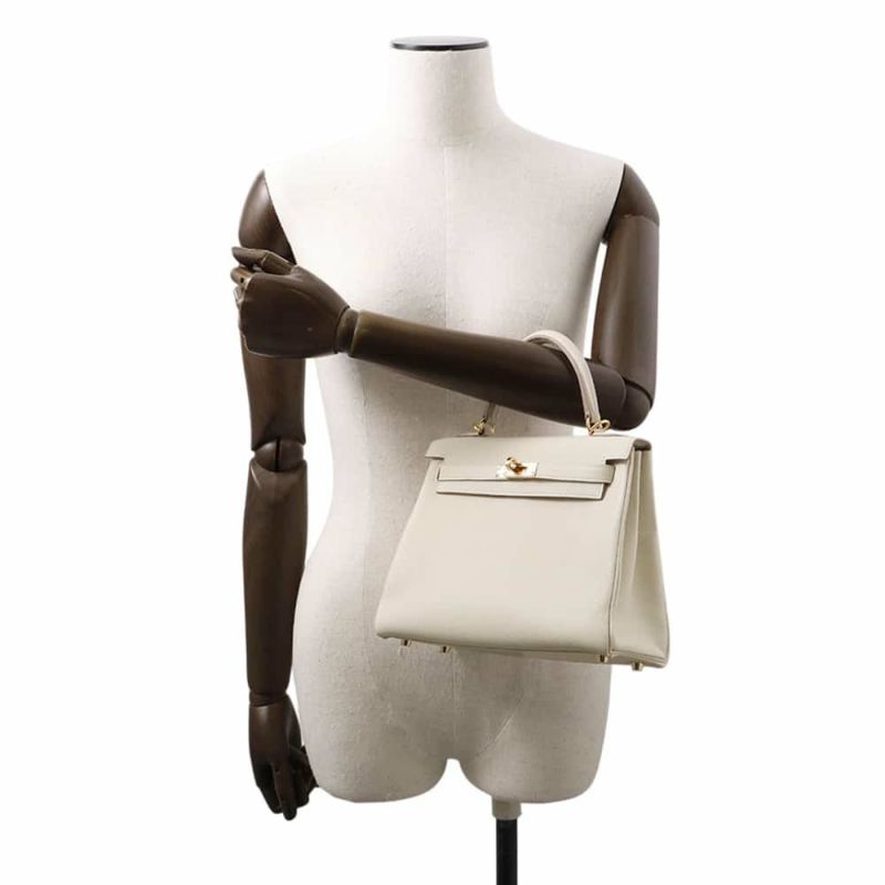 エルメス ハンドバッグ ケリー25 内縫い クレ/ゴールド金具 トゴ Z刻印 HERMES 2wayショルダー