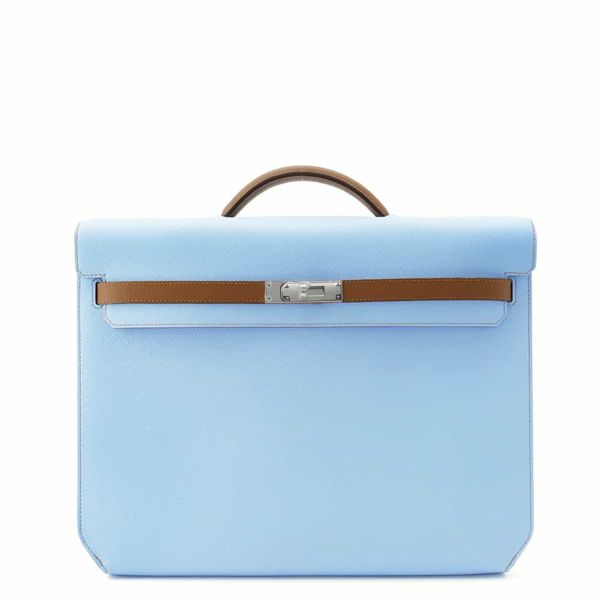 エルメス ビジネスバッグ ケリー デペッシュ36 ヴェルソ SPO セレステ/ゴールド/シルバー金具 エプソン W刻印 メンズ セレスト