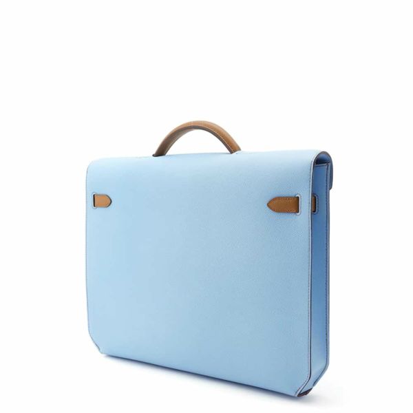 エルメス ビジネスバッグ ケリー デペッシュ36 ヴェルソ SPO セレステ/ゴールド/シルバー金具 エプソン W刻印 メンズ セレスト