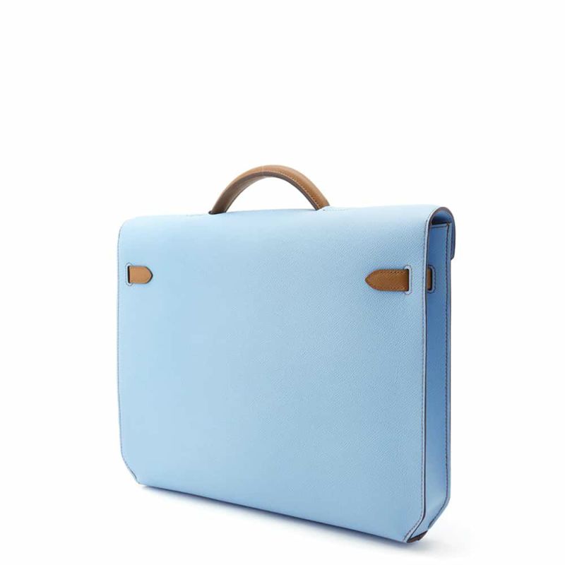 エルメス ビジネスバッグ ケリー デペッシュ36 ヴェルソ SPO セレステ/ゴールド/シルバー金具 エプソン W刻印 メンズ セレスト